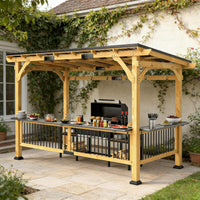 [06X13FT] Alora Premium Outdoor Hardtop Wooden BBQ Grill Gazebo
