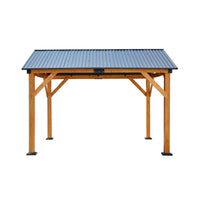 [09X11FT] Alora Heavy-Duty All-Weather Hardtop Wooden Carport Gazebo With Galvanized Steel Roof