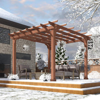 Alora Outdoor Cedar Wood Patio Pergola With Slatted Trellis Roof