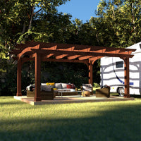 [10X12FT] Alora Premium Outdoor All-Season Backyard Patio Cedar Wood Gazebo Pergola With Arched Roof