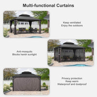 [10X13FT] Alora Large Premium Outdoor Hardtop Aluminum Gazebo With Galvanized Steel Double Roof