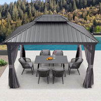 [10X13FT] Alora Large Premium Outdoor Hardtop Aluminum Gazebo With Galvanized Steel Double Roof