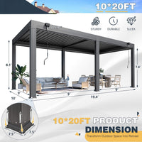 Alora Louvered Aluminum Pergola With Adjustable Roof And Pull-Down Screens