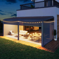 Alora Luxury Wall-Mounted Aluminum Louvered Pergola With Pull-Down Screens