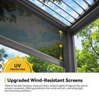 Alora Luxury Wall-Mounted Aluminum Louvered Pergola With Pull-Down Screens