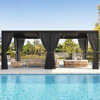 [10X20FT] Alora Premium Louvered Pergola With Curtains And Netting