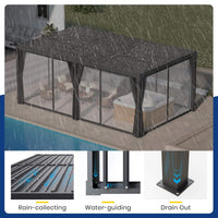 [10X20FT] Alora Premium Louvered Pergola With Curtains And Netting