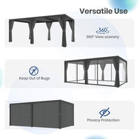 [10X20FT] Alora Premium Louvered Pergola With Curtains And Netting