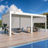 Alora Louvered Aluminum Pergola With Adjustable Roof And Pull-Down Screens