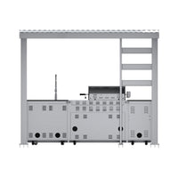 Castelle Flame Imperial 110-Inch 4-Burner 72K BTU Deluxe Stainless Steel Outdoor Kitchen Grill Island With Wine Cooler, Rotisserie, Cabinets, And Granite Countertops