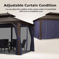 [12X20FT] Alora Heavy-Duty Outdoor Backyard Hardtop Gazebo With Netting And Curtains