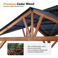 [12X12FT] Alora Premium Outdoor Cedar Wood Hardtop Gazebo With Galvanized Steel Roof
