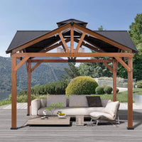 [12X12FT] Alora Premium Outdoor Cedar Wood Hardtop Gazebo With Galvanized Steel Roof
