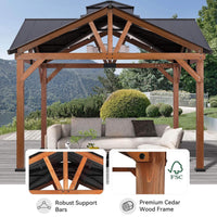 [12X12FT] Alora Premium Outdoor Cedar Wood Hardtop Gazebo With Galvanized Steel Roof