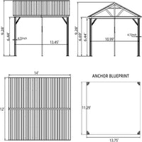 [12X14FT] Alora Hardtop All-Weather Outdoor Gazebo With Galvanized Steel Roof