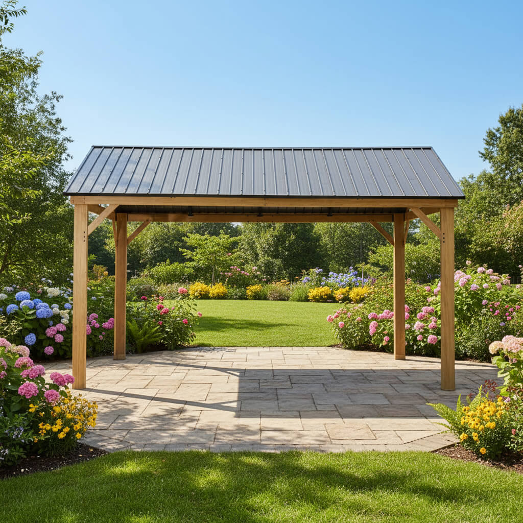 [12X14FT] Alora Hardtop All-Weather Outdoor Gazebo With Galvanized Steel Roof