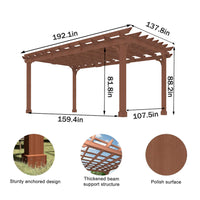 Alora Outdoor Cedar Wood Patio Pergola With Slatted Trellis Roof