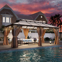 [12X20FT] Alora Premium Aluminum Outdoor Polycarbonate Hardtop Gazebo With Netting & Curtains