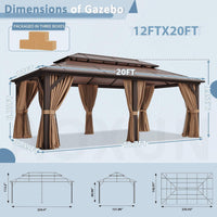 [12X20FT] Alora Premium Aluminum Outdoor Polycarbonate Hardtop Gazebo With Netting & Curtains