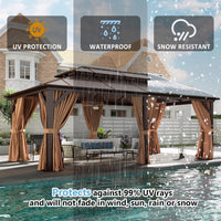 [12X20FT] Alora Premium Aluminum Outdoor Polycarbonate Hardtop Gazebo With Netting & Curtains