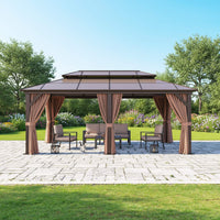 [12X20FT] Alora Premium Aluminum Outdoor Polycarbonate Hardtop Gazebo With Netting & Curtains