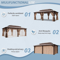 [12X20FT] Alora Premium Aluminum Outdoor Polycarbonate Hardtop Gazebo With Netting & Curtains