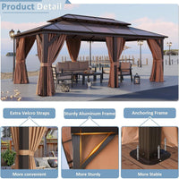 [12X20FT] Alora Premium Aluminum Outdoor Polycarbonate Hardtop Gazebo With Netting & Curtains
