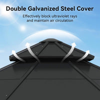 [13X13FT] Alora Cedar Wood Galvanized Steel Octagonal Hardtop Double Roof Gazebo