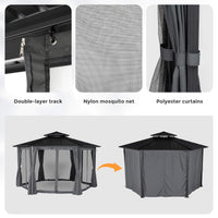 [13X15FT] Alora Hardtop Hexagonal Gazebo With Curtains And Netting [No Furniture]