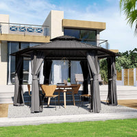[13X15FT] Alora Hardtop Hexagonal Gazebo With Curtains And Netting [No Furniture]