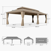 [14X28FT] Alora Extra-Large Hardtop Gazebo With Galvanized Steel Double Roof, Curtains And Netting