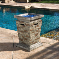 Alora 19-Inch Outdoor 40K BTU Natural Stone Fire Column