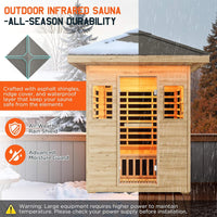 Thermora Zurich 3-Person Low EMF Spruce Wood Outdoor Infrared Sauna With Bluetooth Speakers And LED Lights