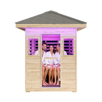 Thermora Zurich 3-Person Low EMF Spruce Wood Outdoor Infrared Sauna With Bluetooth Speakers And LED Lights