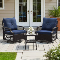 Alora 3-Piece Wicker Patio Bistro Set W/ Swivel Chairs And Table