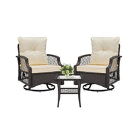 Alora 3-Piece Wicker Patio Bistro Set W/ Swivel Chairs And Table