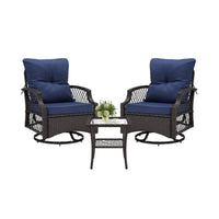 Alora 3-Piece Wicker Patio Bistro Set W/ Swivel Chairs And Table