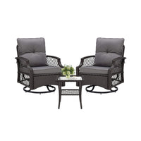 Alora 3-Piece Wicker Patio Bistro Set W/ Swivel Chairs And Table
