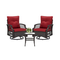 Alora 3-Piece Wicker Patio Bistro Set W/ Swivel Chairs And Table