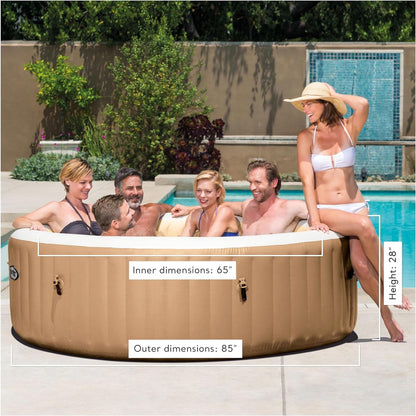 INTEX 28427EH Purespa Bubble Massage Spa Set Outdoor Inflatable Portable Hot Tub, Includes Energy Efficient Spa Cover, Saltwater System Ready, 6 Person, 85In X 28In
