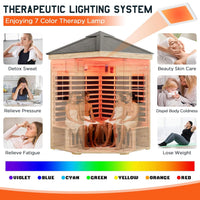 Thermora Monaco 4-Person Low EMF Spruce Wood Outdoor Infrared Sauna With Bluetooth Speakers And LED Lights