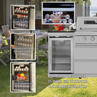 Castelle Flame Verona 44-Inch 6-Burner 85K BTU Stainless Steel Outdoor BBQ Kitchen Grill Island With Wine Cooler, Rotisserie Kit, And Storage Cabinets