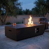48 In, 50,000 BTU Black Coating Steel Outdoor Fire Table Propane Gas Fire Pit Table — Studio Shot