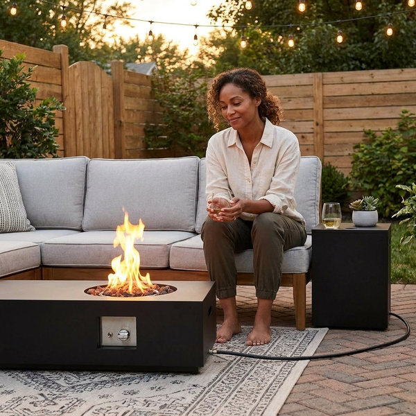 Outdoor Fire Pit Table Built for Year-Round Entertaining, 50,000 BTU, Propane, Steel Construction