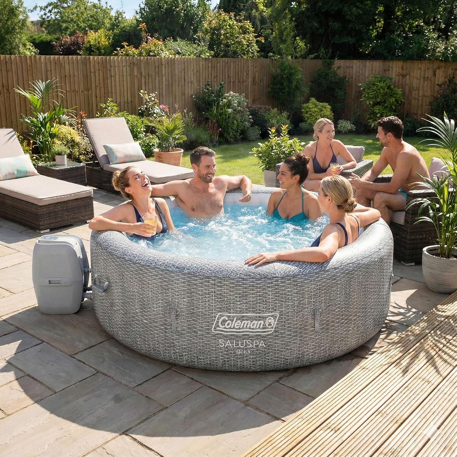 Coleman Sicily Energy-Efficient Airjet Inflatable Hot Tub 5-7 Person with App-Control