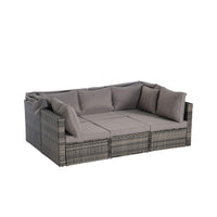 Alora 5-Piece Outdoor Patio Wicker Daybed Furniture Set With Retractable Canopy