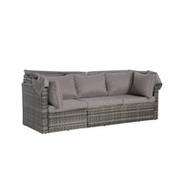 Alora 5-Piece Outdoor Patio Wicker Daybed Furniture Set With Retractable Canopy