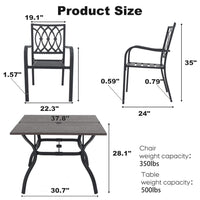 Alora 5-Piece Outdoor Dining Set With 4 Heavy-Duty Chairs And Square Table With Umbrella Hole [UMBRELLA NOT INCLUDED]