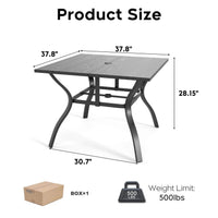 Alora 5-Piece Outdoor Dining Set With 4 Heavy-Duty Chairs And Square Table With Umbrella Hole [UMBRELLA NOT INCLUDED]