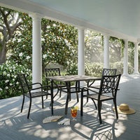 Alora 5-Piece Outdoor Dining Set With 4 Heavy-Duty Chairs And Square Table With Umbrella Hole [UMBRELLA NOT INCLUDED]